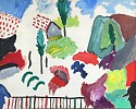 Aristodimos  Kaldis, Landscape with Cypress and Fence
1970, Oil on canvas