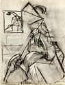 Margaret Trumbull Jennings, Untitled, Cubist Woman in the Mirror
c. 1935, Charcoal on paper