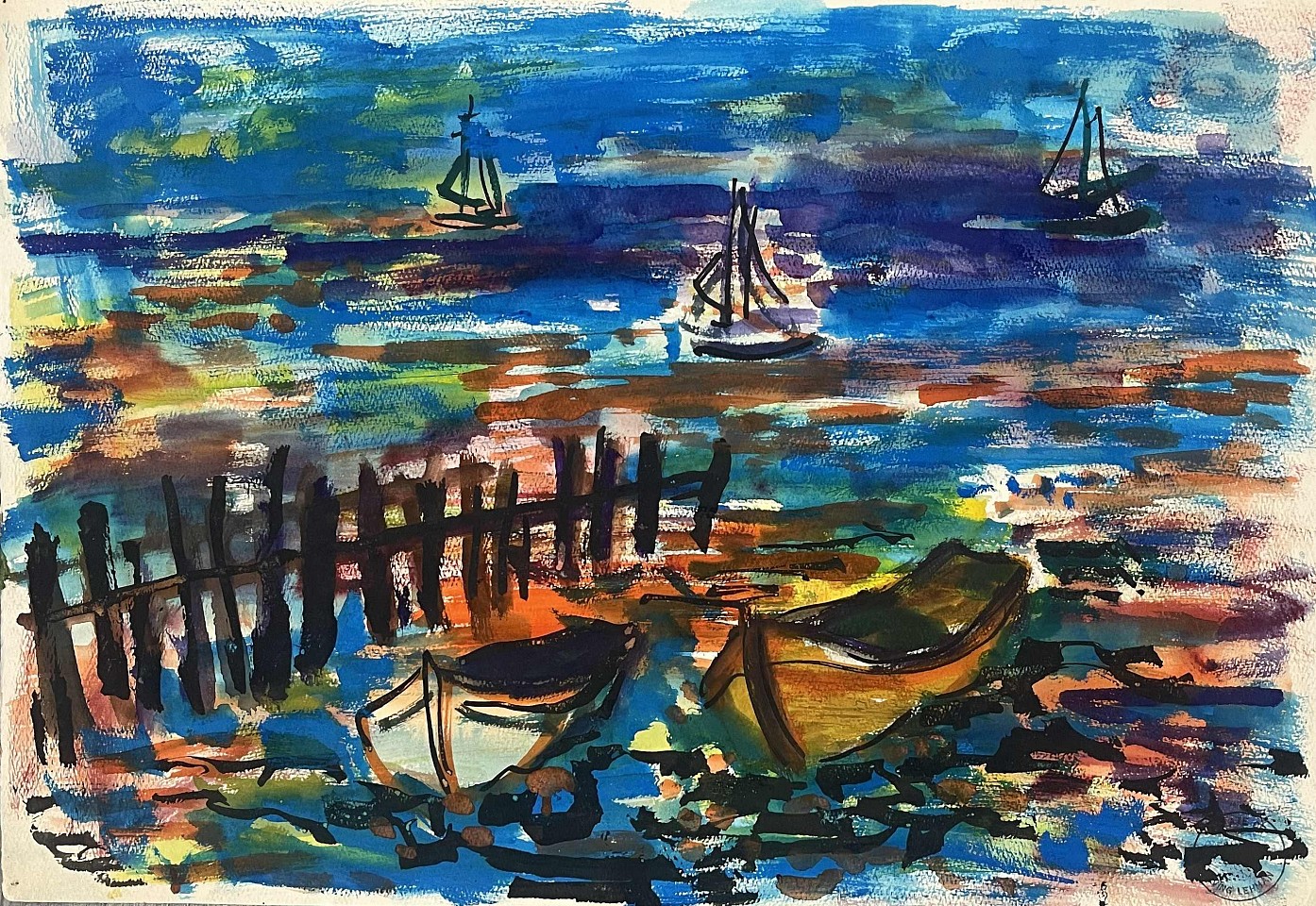 Irving George Lehman, Untitled, Sailboats, c. 1935
Mixed media on paper, 15 x 22 3/4 in.
LEHM008